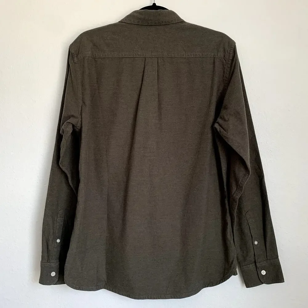 NEW Everlane Sz M The Brushed Flannel Long-Sleeve Button Down Shirt Green